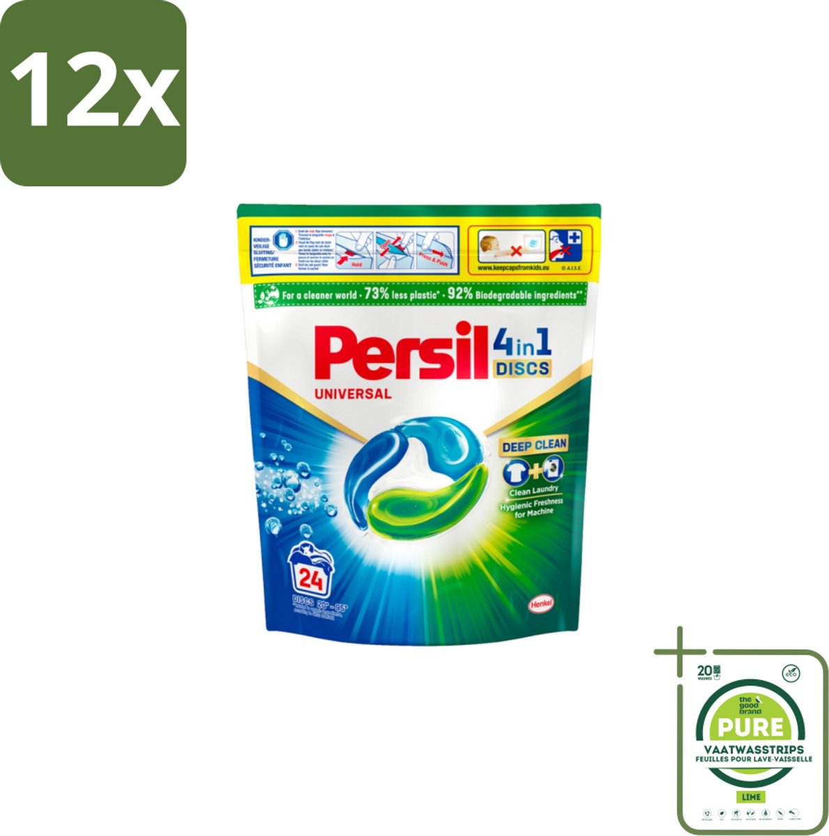 Persil – Wasmiddel Discs – Universeel - 24 Capsules - Voordeelverpakking - 12 stuks - Wasmiddel - Wascapsules
