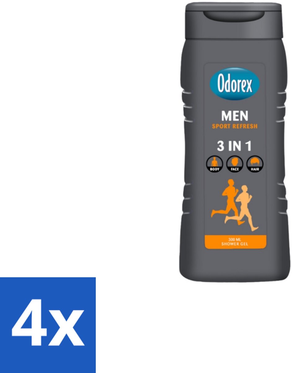 Odorex – Douchegel – For Men Sport Refresh – 300 ml - Voordeelverpakking - 4 stuks