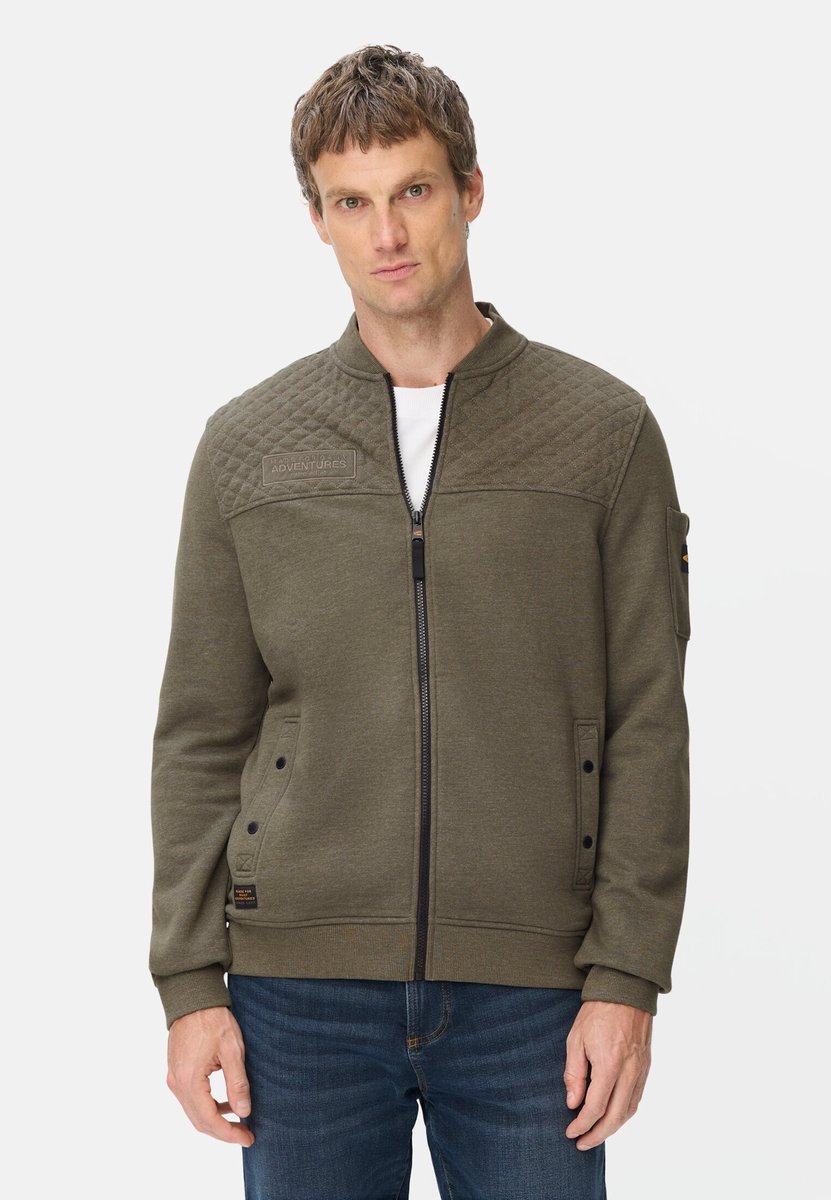 camel active Sweatbomberjack met mouwzak - Maat menswear-3XL - Olijfgroen