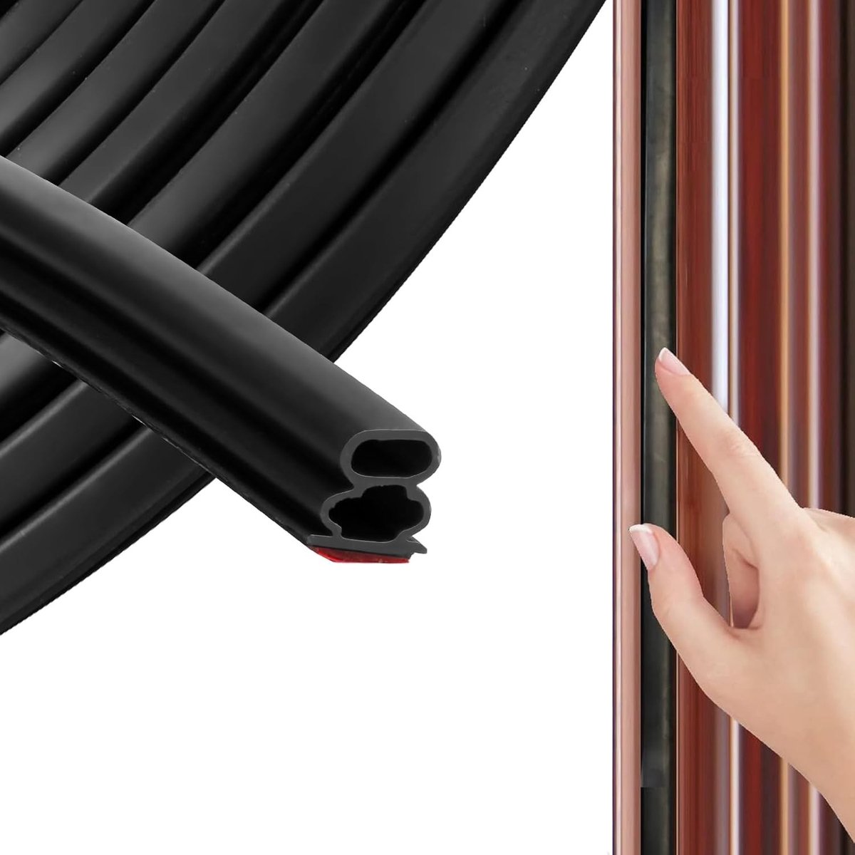 Zelfklevende Deurrubber Strip, 12mm x 12mm x 6m, Flexibele Waterdichte Afsluiting, Ideaal voor Deuren en Raamkozijnen, Geluidsisolatie en Energiebesparing