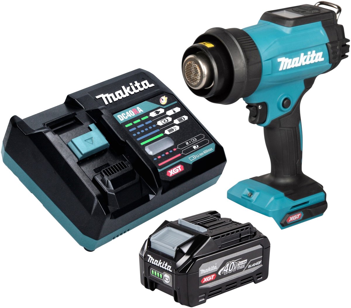 Makita HG 001 GU101 accu-heteluchtpistool 40 V max. 600 °C + 1x accu 4,0 Ah + oplader + koffer