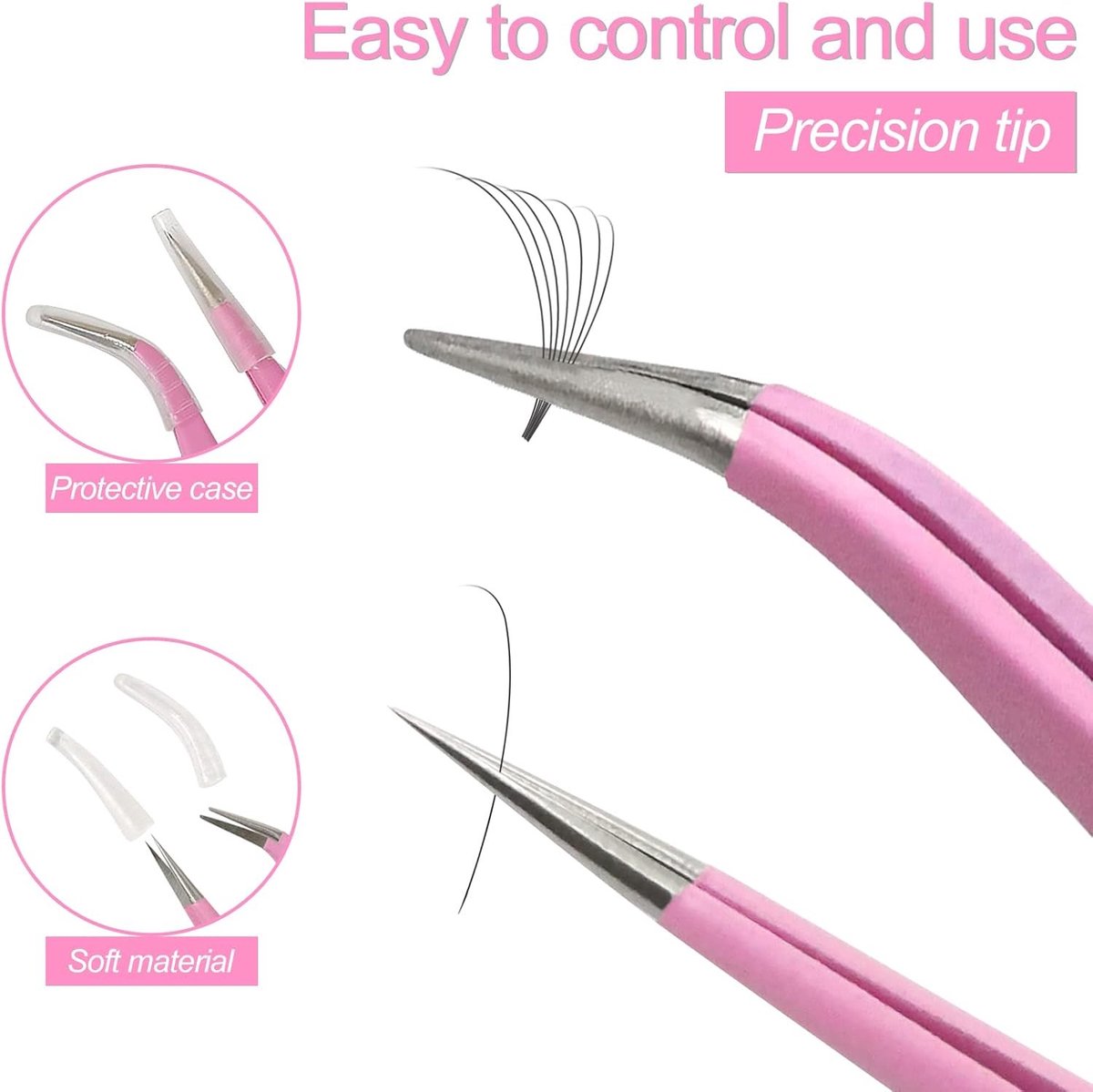 2-in-1 Pincet voor Wenkbrauwen en Wimpers, Rechte en Gebogen Punt, Roestvrij Staal, Verwijdering van Ingegroeide Haren en Gezichtshaar, Perfect voor Make-up en Knutselen