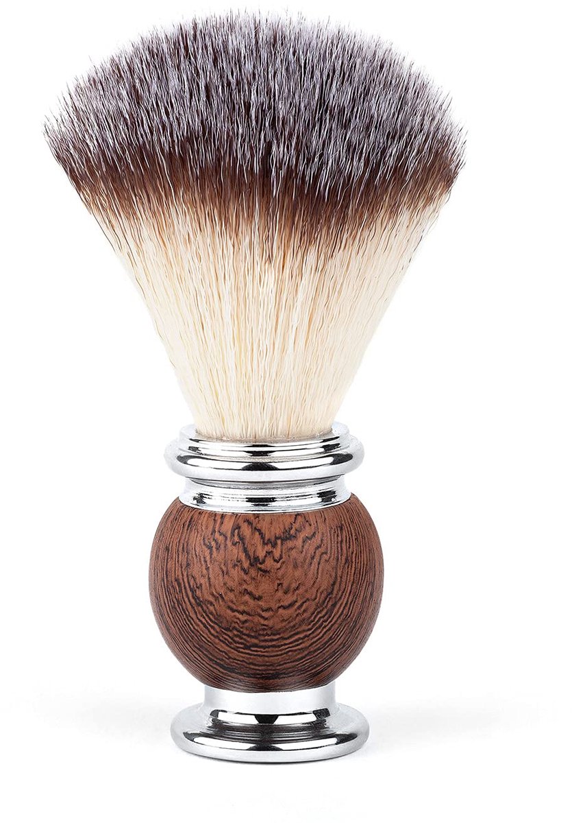 Famanu – Premium scheerkwast van imitatiedassenhaar, elegante borstel voor rijkelijk schuim, veganistische scheerkwast voor aangenaam scheren