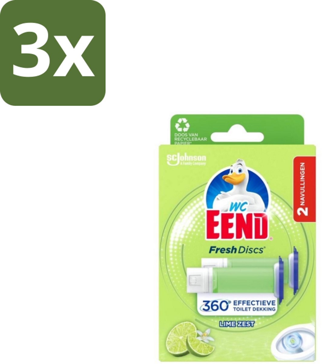 3 x WC Eend – Fresh Discs – Duo Navulling – Lime Zest – 72 ml - Koffiezetapparaat
