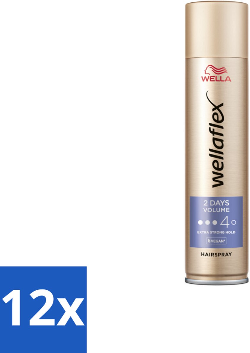 12 x Wella – Flex 2 Days Volume – Haarspray Extra Strong – 400 ml - Haarspray - Volume - Haartype - Fixatie - UV Bescherming