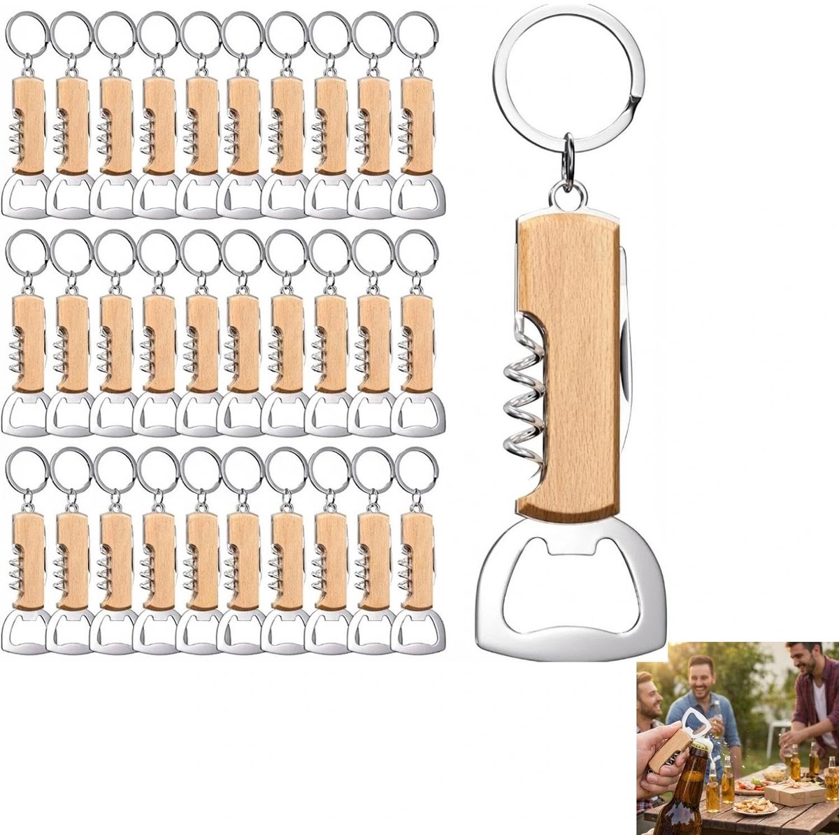 Elzusha - Houten Flesopener Set van 30 - Perfect Cadeau voor Bierliefhebbers