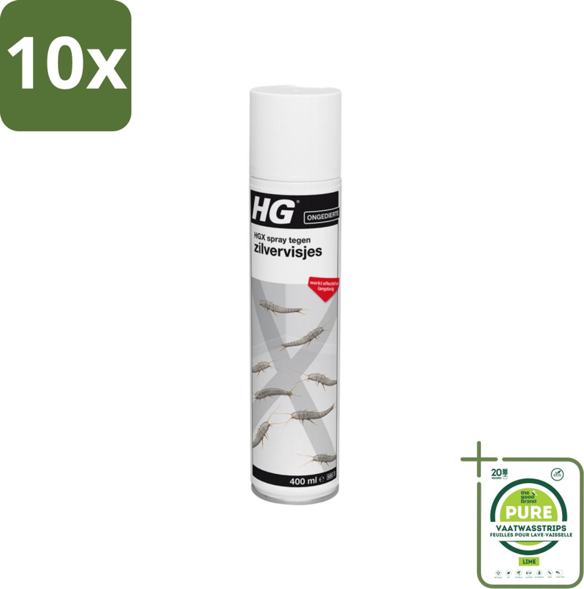 10 x HG X Tegen Zilvervisjes 400 ml - Grootverpakking - Zilvervisjes Bestrijden - Zilvervisjes Spray - Insectenbestrijding - HGX Spray - Ongediertebestrijding