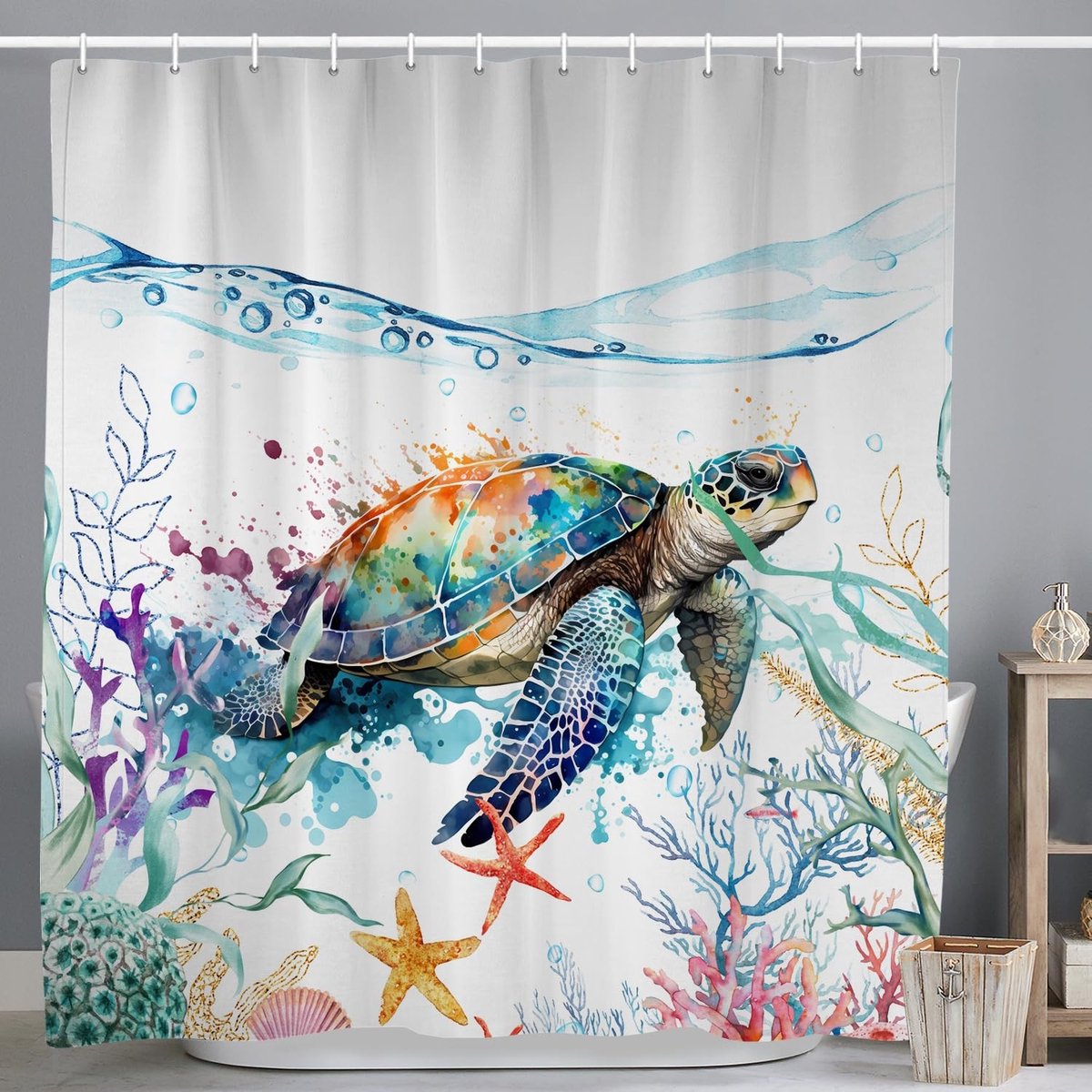 Elzusha - Maritiem Douchegordijn 240 x 180 cm met Zee Dieren Motief