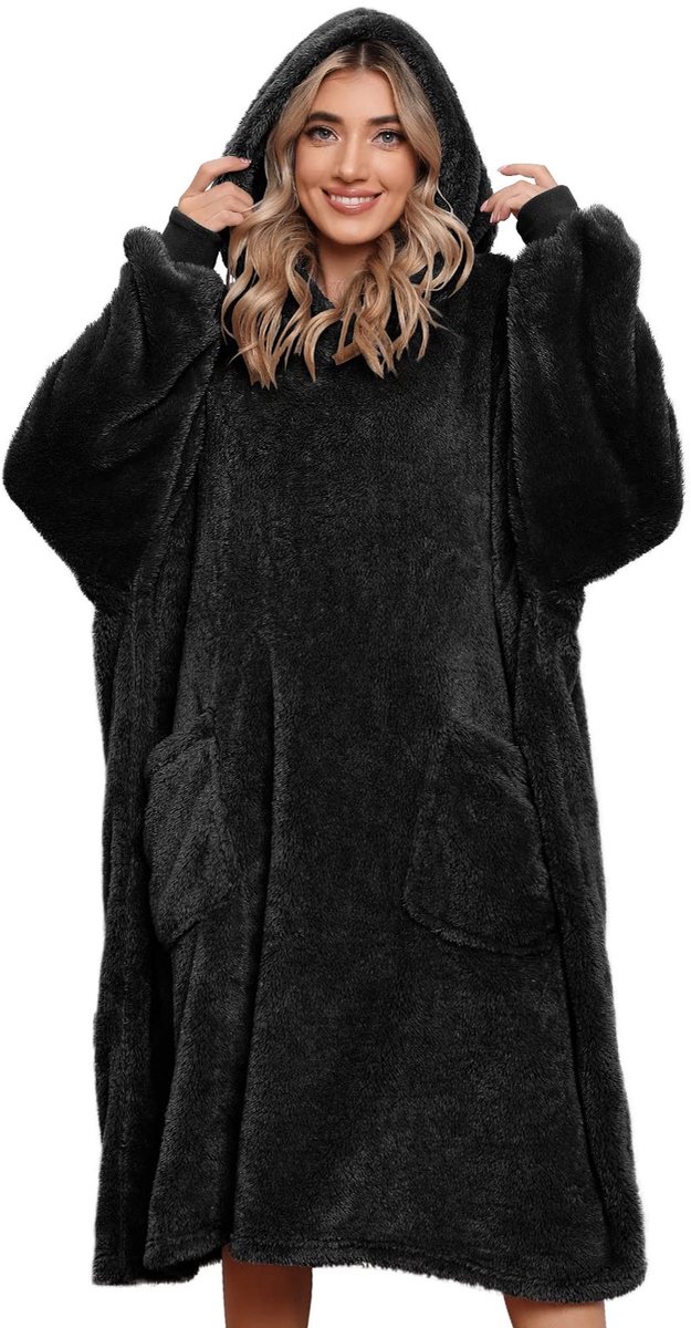 Elzusha - Oversized Hoodie met Mouwen en Zak, Super Zacht en Warm