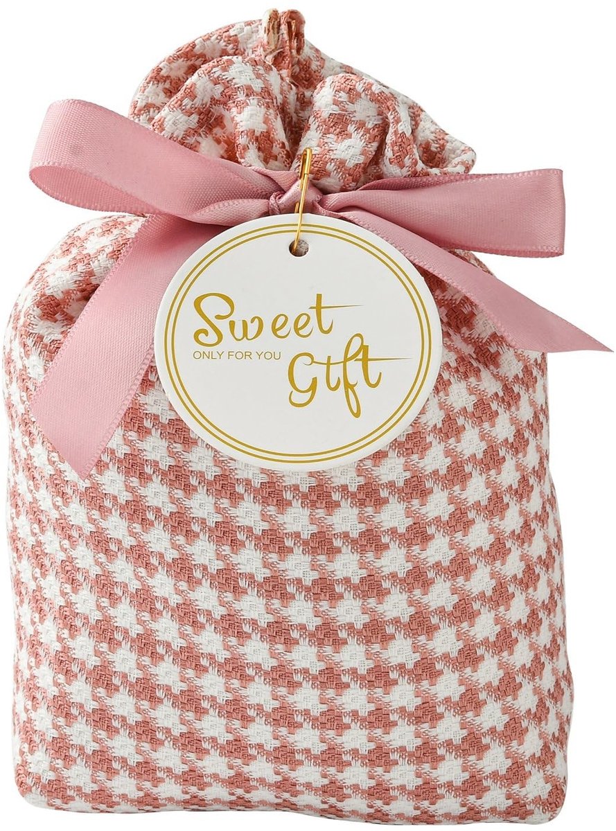 Elzusha - Set van 5 Roze Tartan Trekkoord Geschenkzakjes voor Feesten