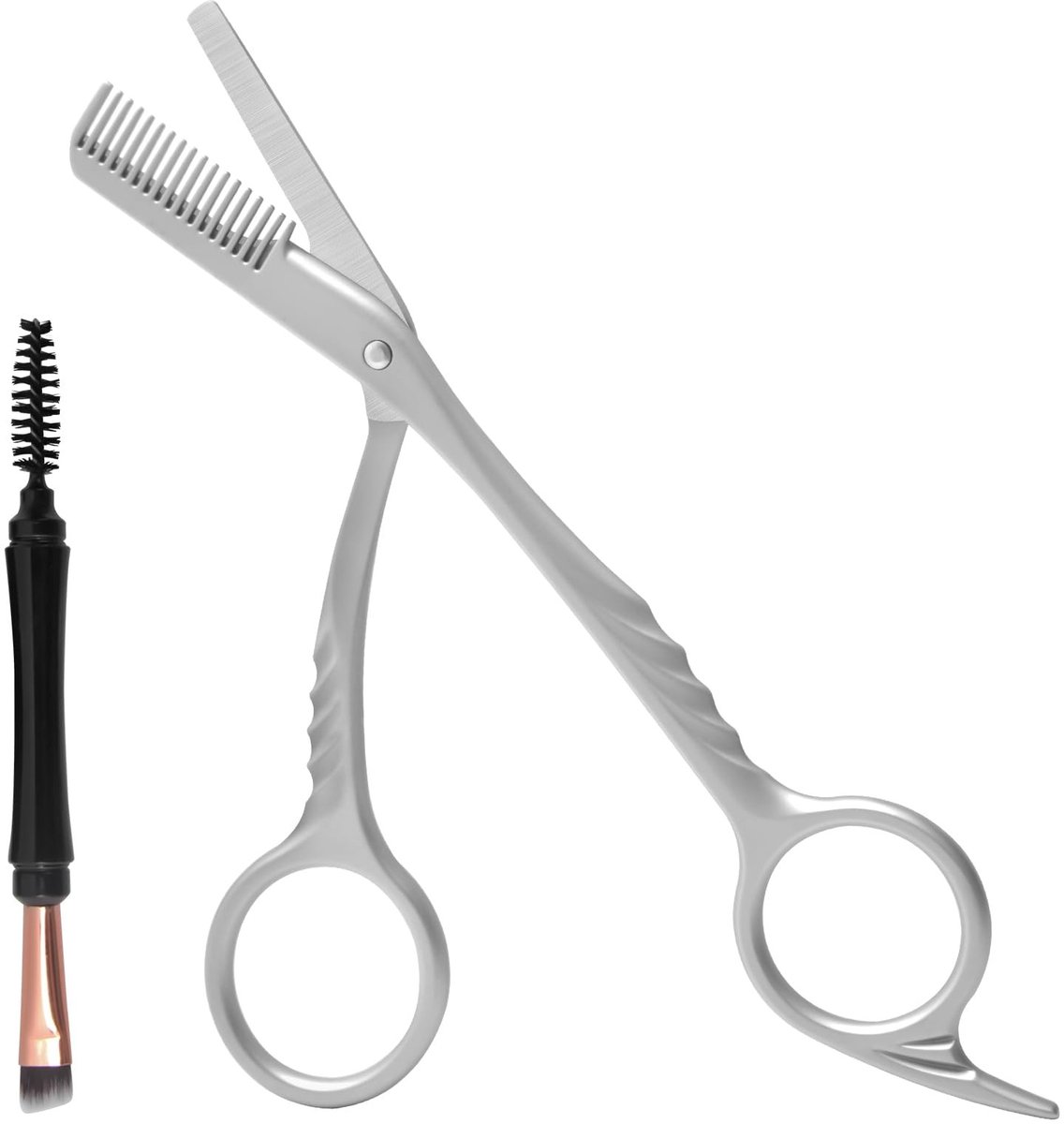 Elzusha - Wenkbrauwtrimmer Schaar Kit - Inclusief Wimperkam en Lederen Etui