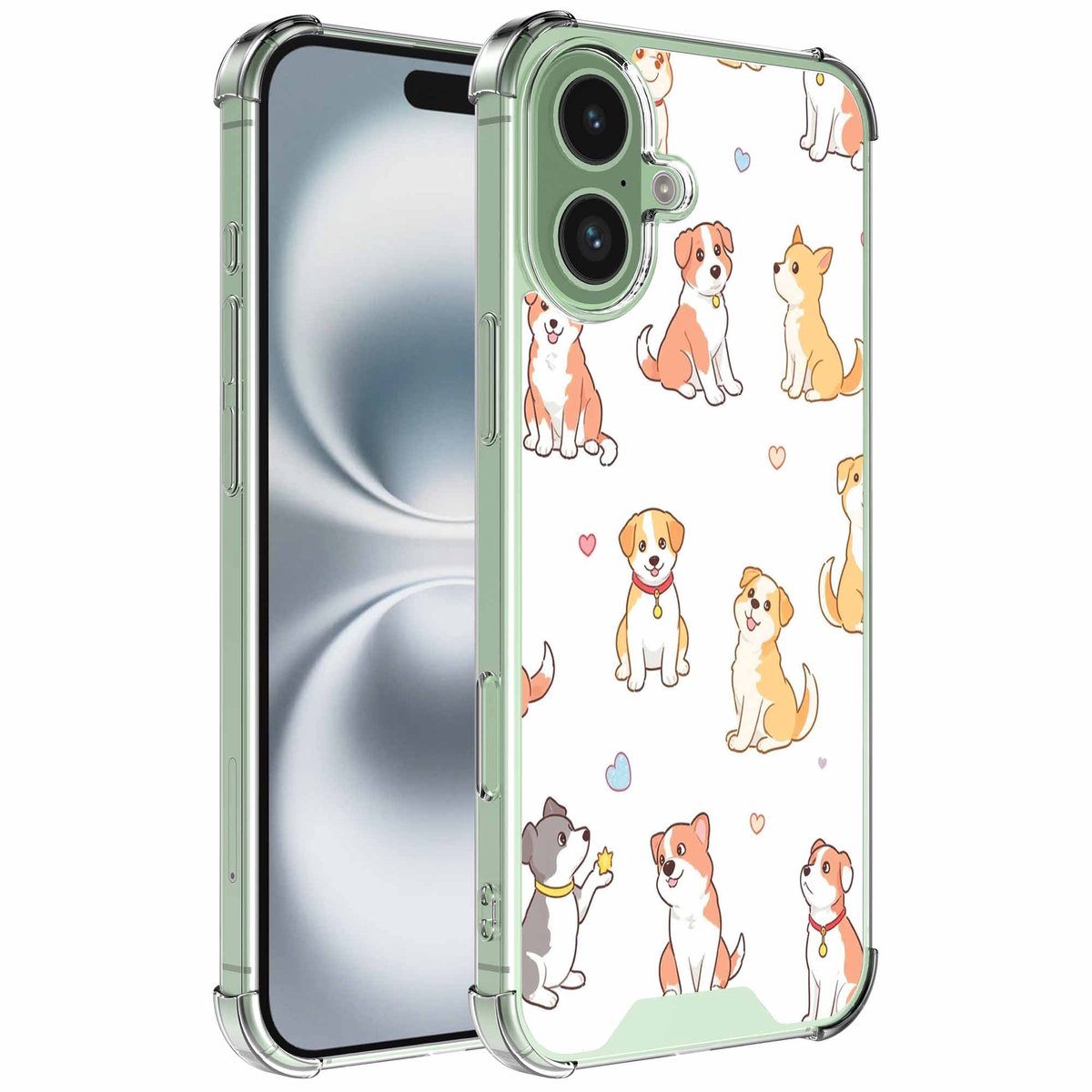 Smartphonica Geschikt voor iPhone 16 Plus Telefoonhoesje met Honden opdruk - Draadloos op te laden - Shockproof Siliconen TPU Strong Case - Sterk Schokbestendig Telefoonhoesje geschikt voor iPhone 16 Plus