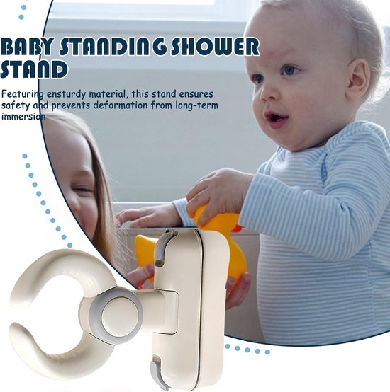 Baby Badsteun - Peuter Douchehulp - Veilig Baden - Opvouwbaar Wandmontage - Verstelbaar 26-35cm - Grijs — afbeelding 4