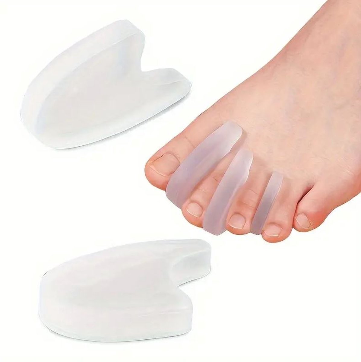 2x Teencorrector - Teenspreiders - Teen separator - Hallux valgus corrector - Tenen recht maken - Teen spreider - Siliconen teenstuk - Toe separator - Wit - Siliconen - 1 paar - Jonyx