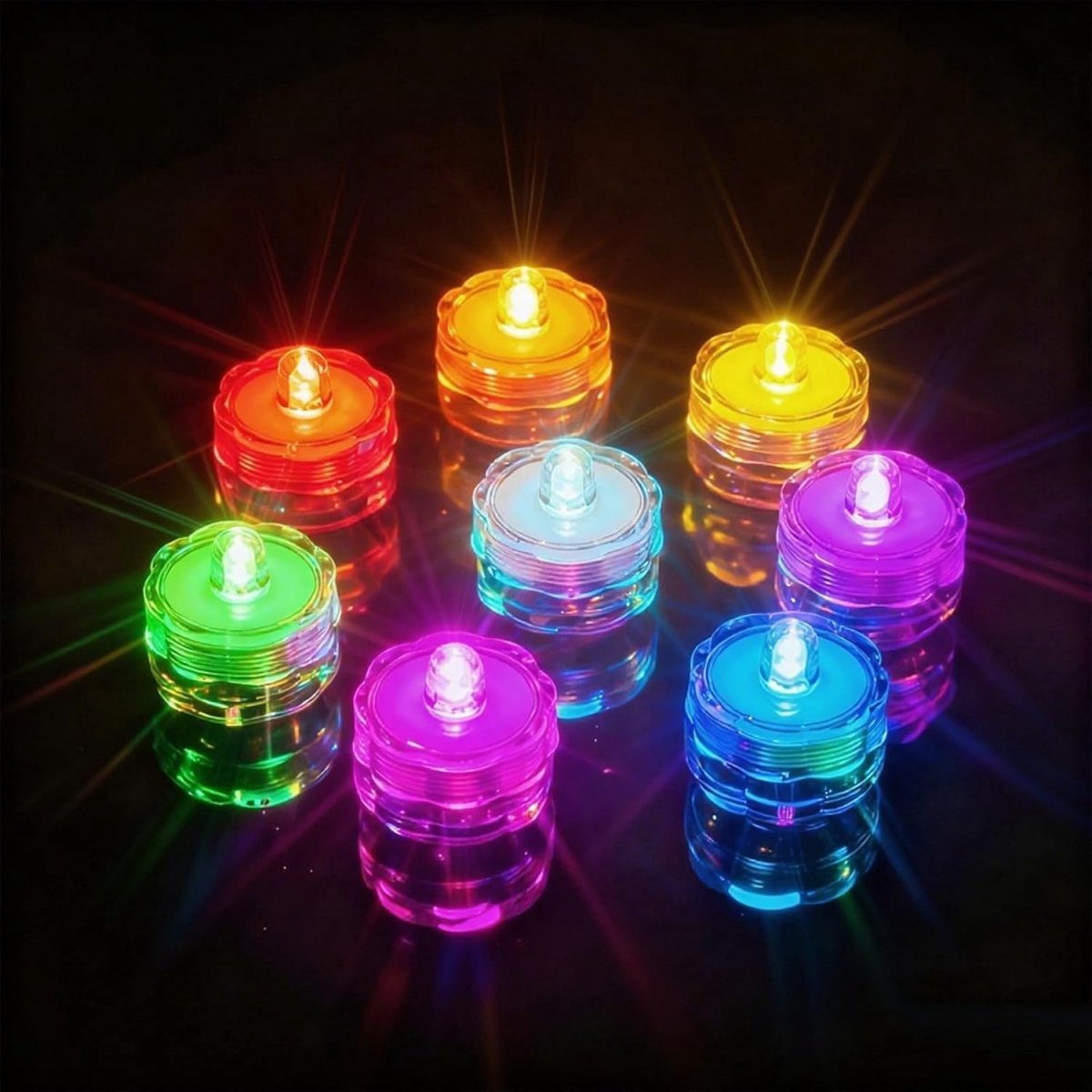 longziming - LED Onderwaterlamp - Submersible Licht - Decoratieve Verlichting - Automatische Wateractivatie - RGB Kleurenverloop - ABS Kunststof - Veilig Voor Binnen En Buiten - 12 Stuks