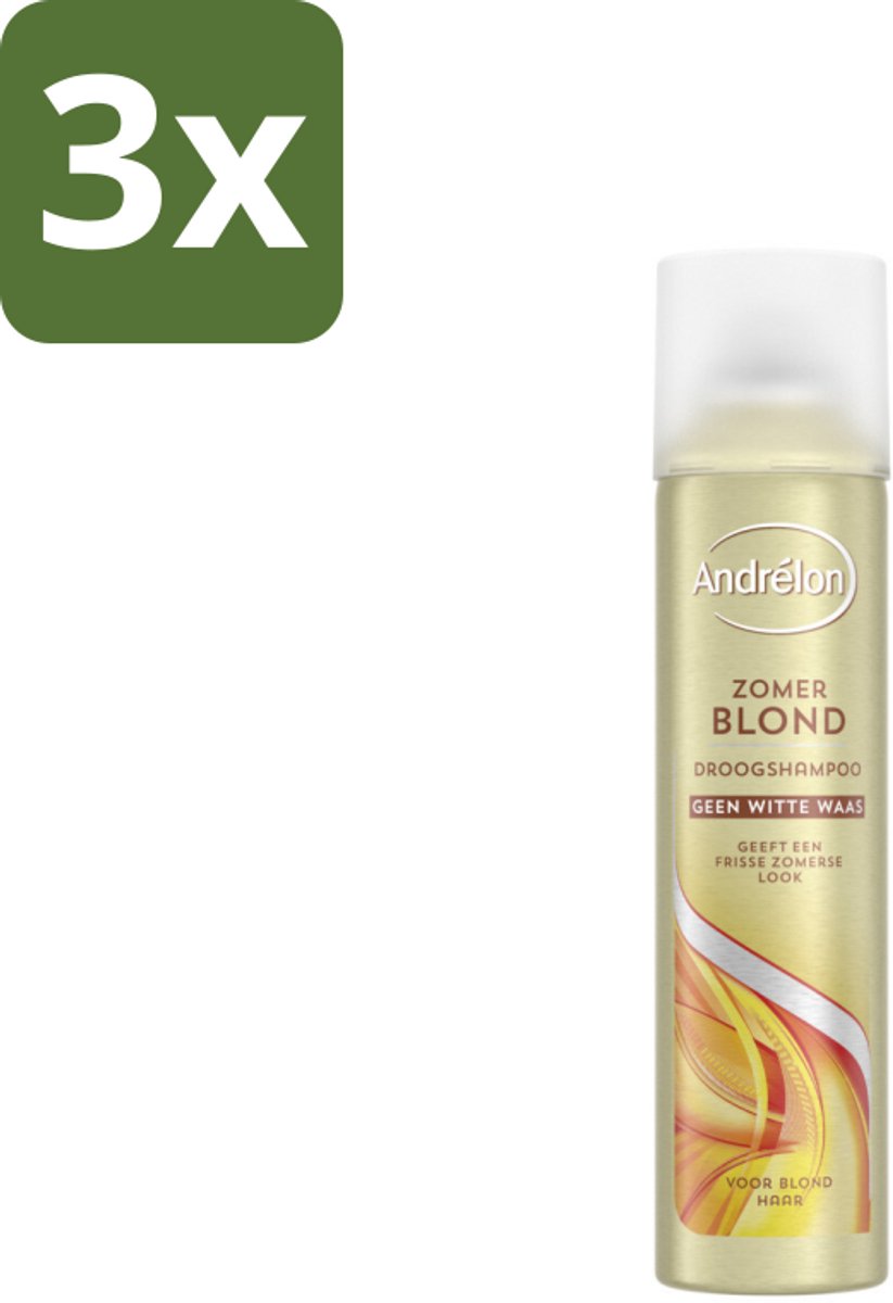 3 x Andrélon Droogshampoo Zomer Blond 245 ml - Zomerblond - Droogshampoo - Blond Haar - Vet Absorberend - Fris Haar