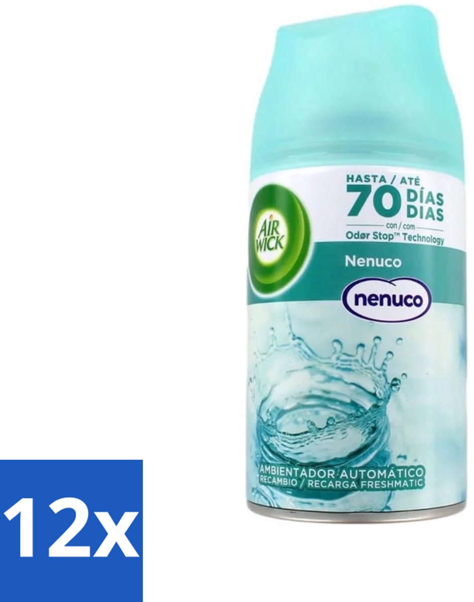 12 x Air Wick - Luchtverfrisser Navulling - Nenuco - Automatische Spray - 250 ml - Nenuco Geur - Luchtverfrisser - Automatische Spray - Geurverspreiding - Geurneutralisatie