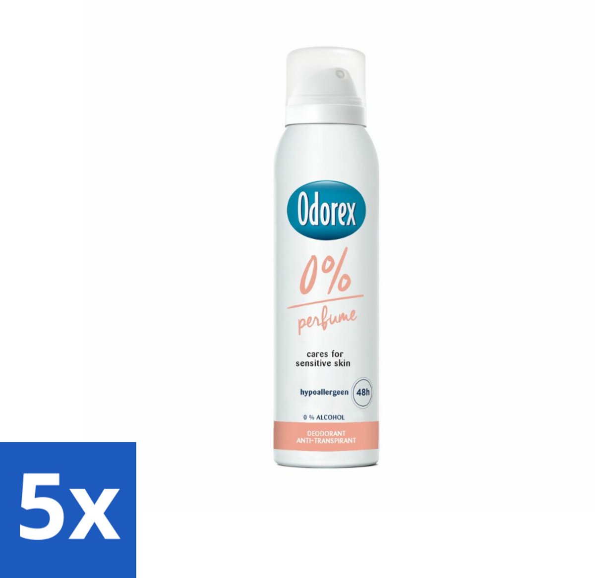 5 x Odorex - Deodorant Spray - 0% Parfum - Zonder Geurstoffen - 150 ml - 0% Parfum - Geurstoffenloos - Deospray - Huidgevoelig - Alcoholvrij
