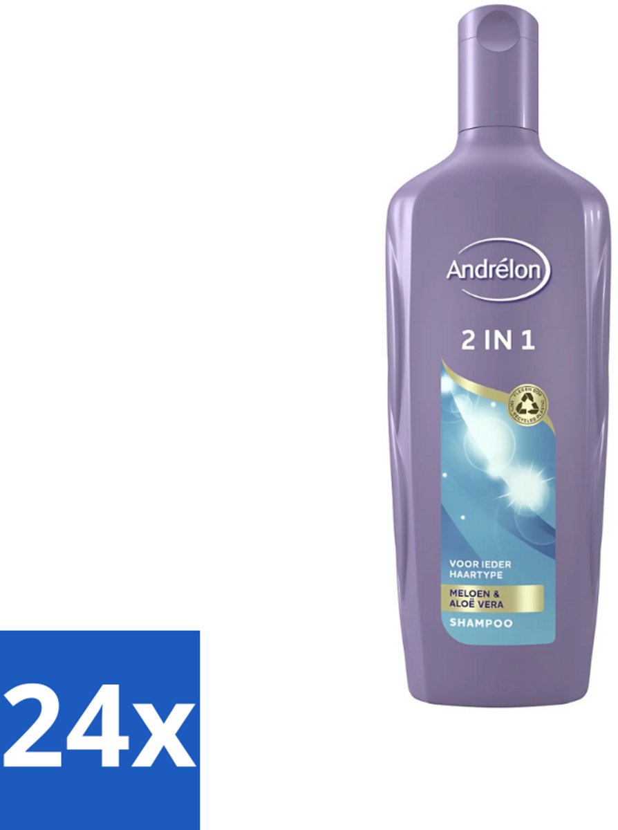 24 x Andrélon - 2-in-1 - Shampoo - Reinigt & Verzorgt - 300 ml - 2-in-1 Shampoo Conditioner - Meloen Shampoo - Aloë Vera Shampoo - Haar Reinigen - Haar Verzorgen