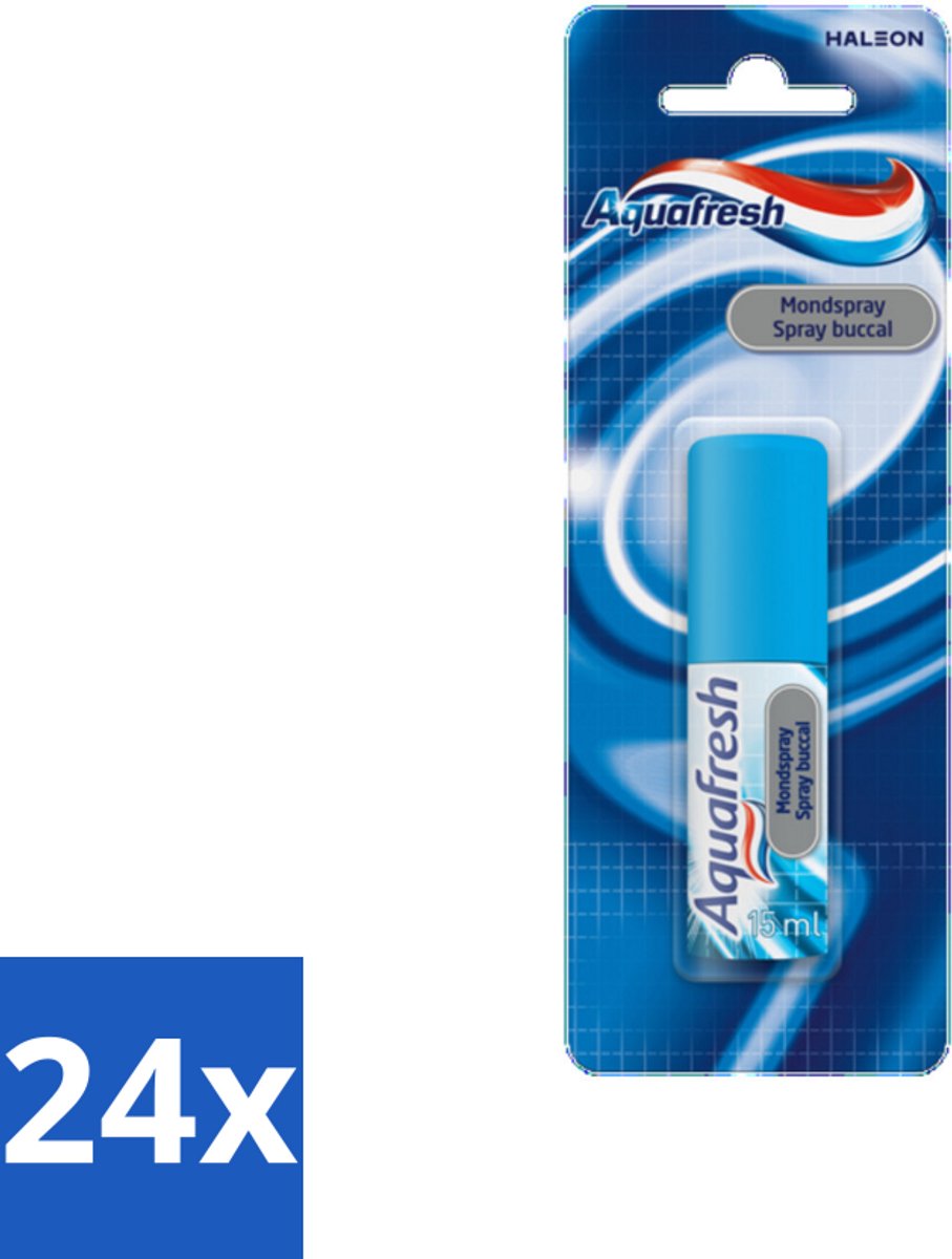 24 x Aquafresh Mondspray 15 ml - Mondspray - Verfrissende Adem - Antibacterieel - Mint - Mondgezondheid