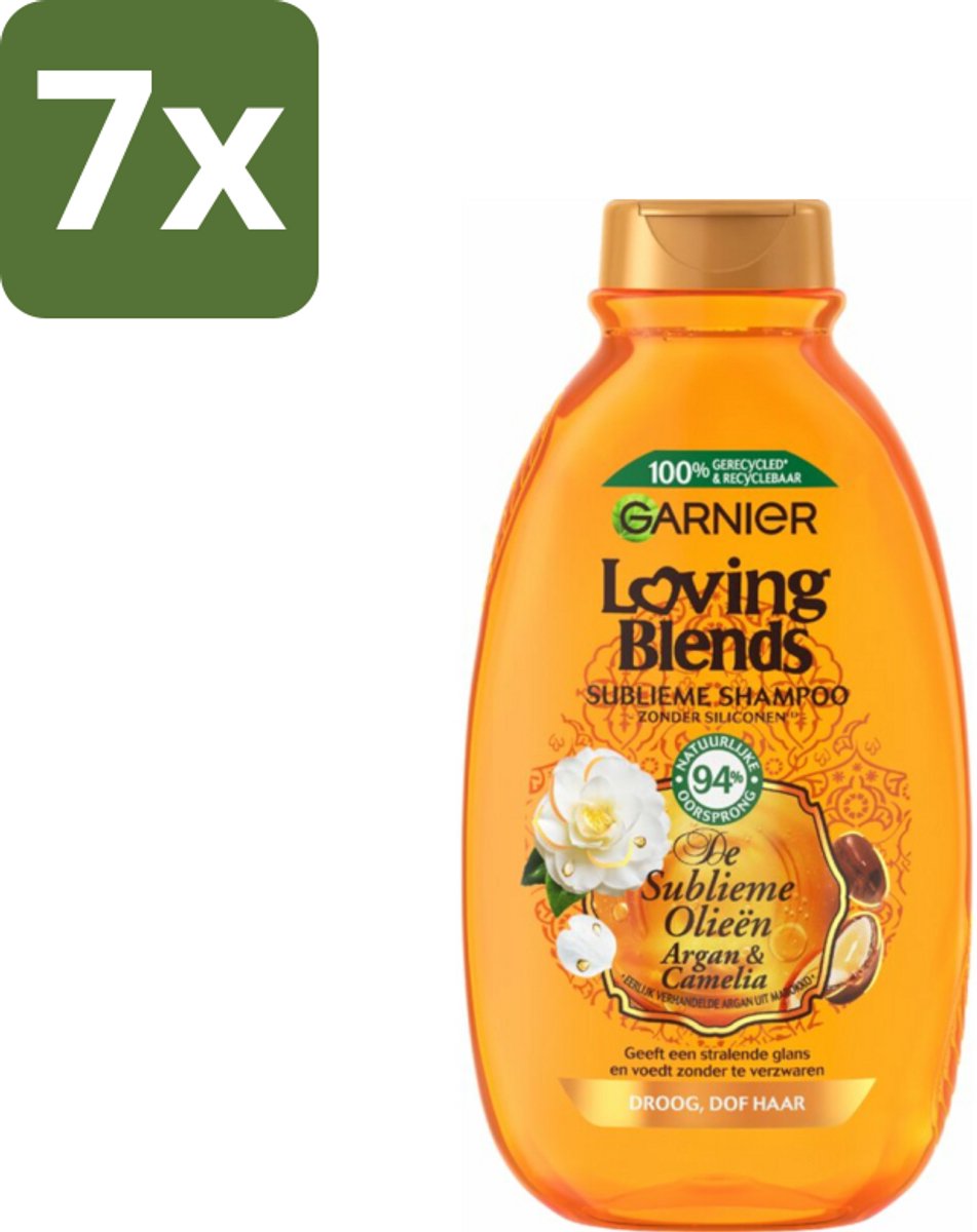 7 x Garnier Loving Blends Argan- en Cameliaolie Shampoo 300 ml - Droog Haar - Dof Haar - Haarvoeding - Haarherstel - Arganolie