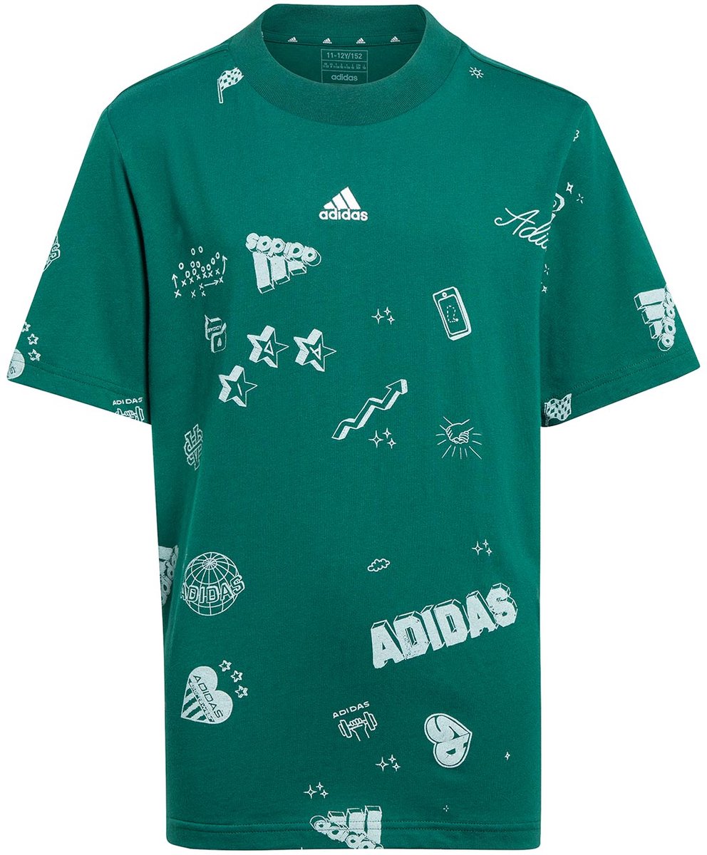 adidas T-shirt Kinderen Brand Love Allover Print Groen