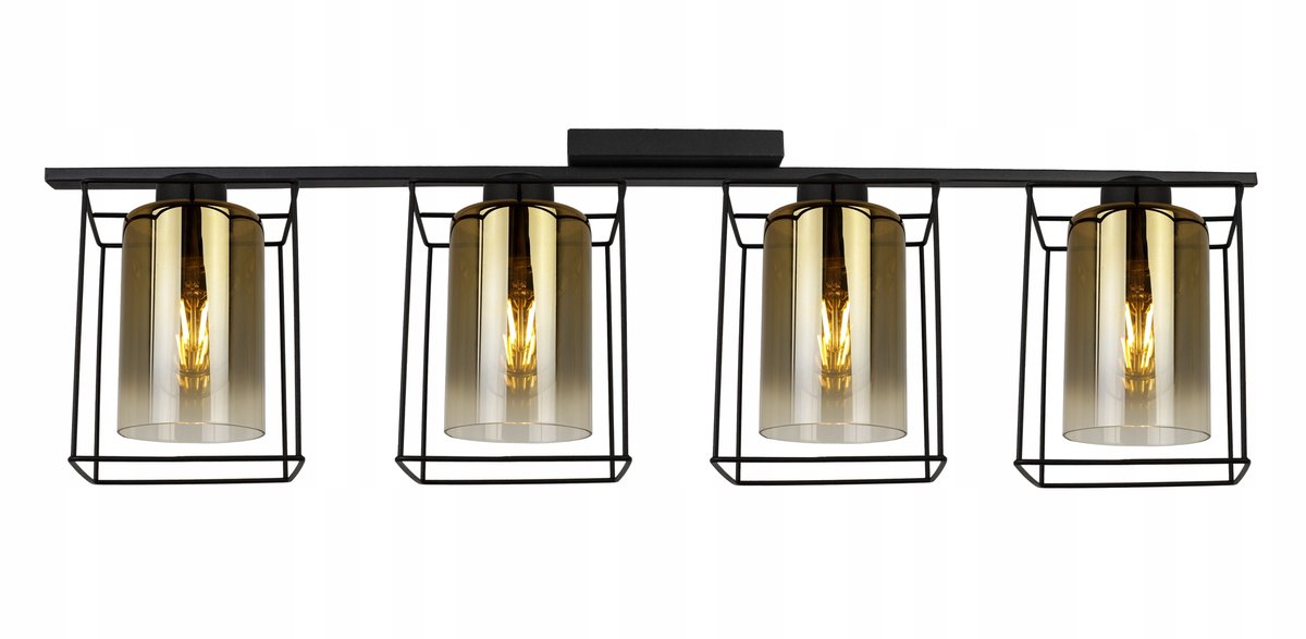 Glamour Hanglamp Zwart Goud Glas Eettafel Loft Stijl