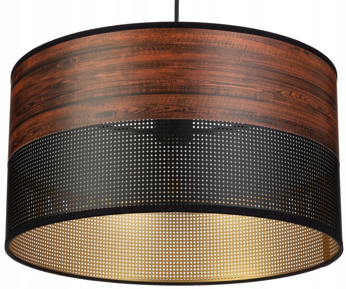 Merkloze Wenge Zwarte Hanglamp met Gouden Accent en Perforatie