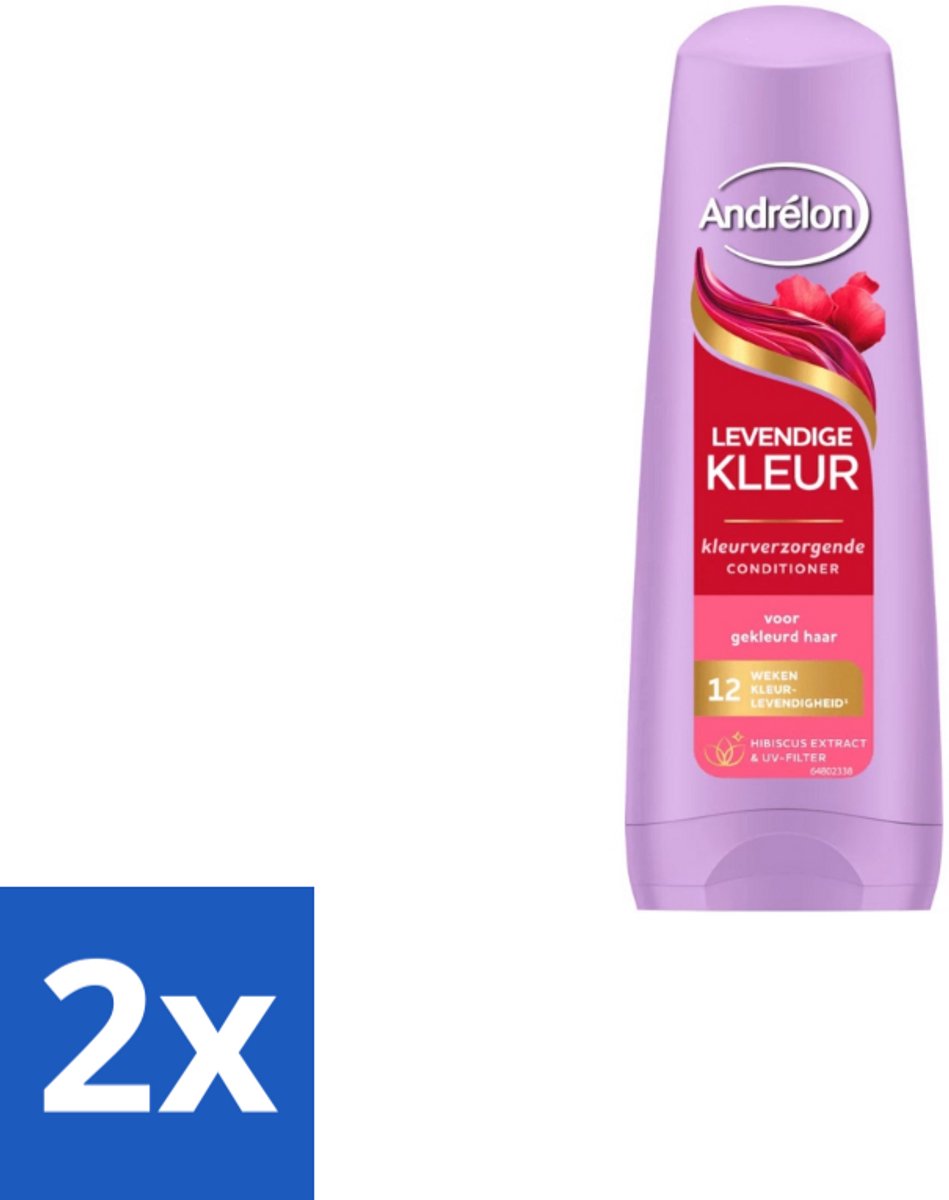 2 x Andrélon Conditioner Levendige Kleur 200 ml - Kleurvervanging - Haarkleur Beschermen - UV-filter - Hibiscus-extract - Levendige Kleur