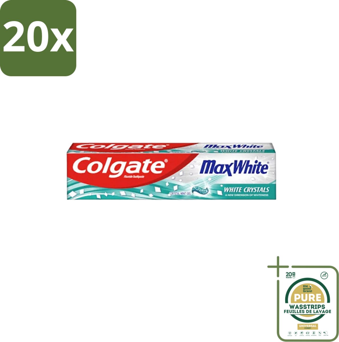 20 x Colgate - Max White - Whitening Crystals - Tandpasta - 100ml - Grootverpakking - Tandpasta - Witte Tanden - Whitening Crystals - Tanden Witter Maken - Vlekverwijdering
