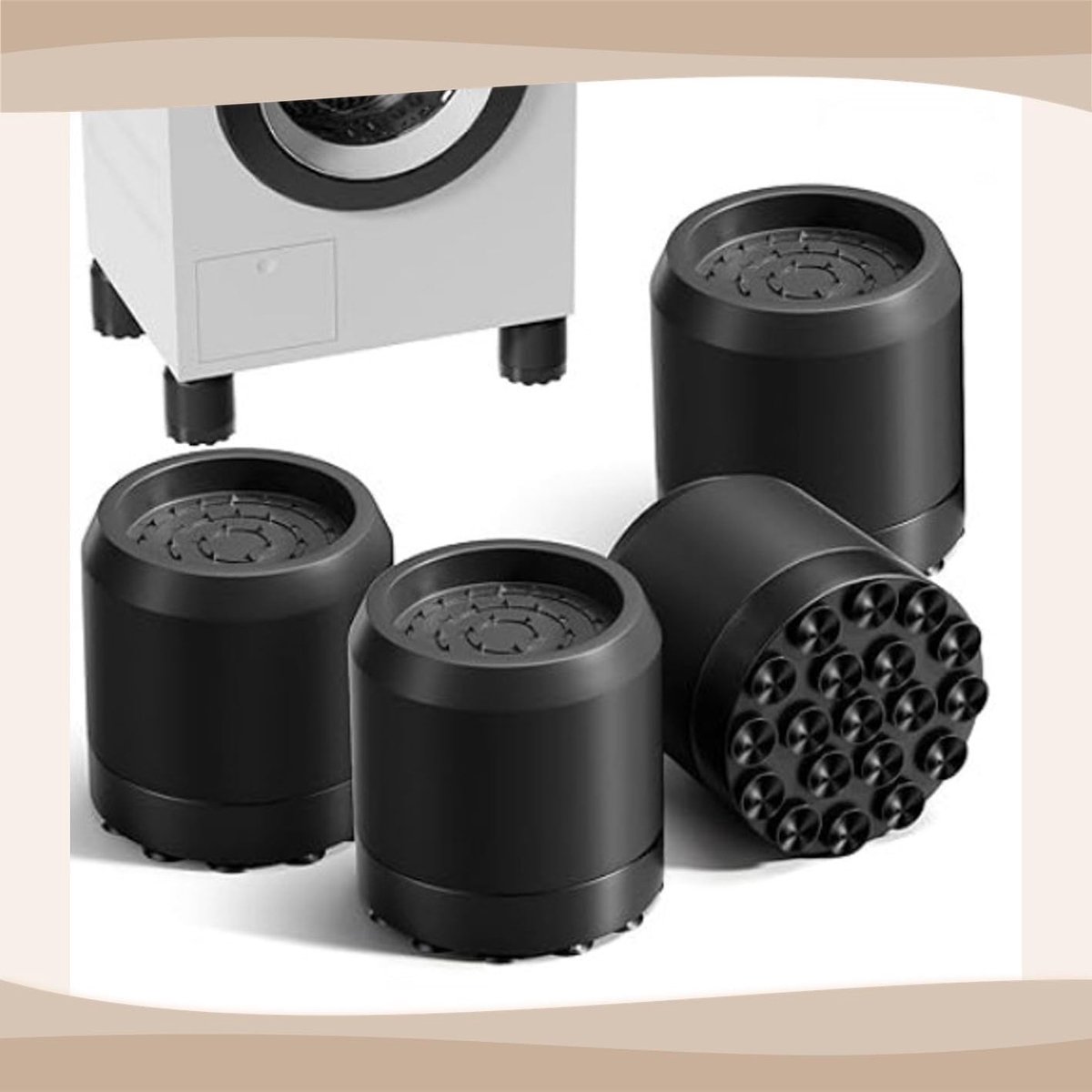Vibratie Demper Voet Pads, Set van 4, 6.3 cm, Antislip Rubber Voet Pads voor Wasmachines en Drogers, Geluiddemping en Stabiliteit