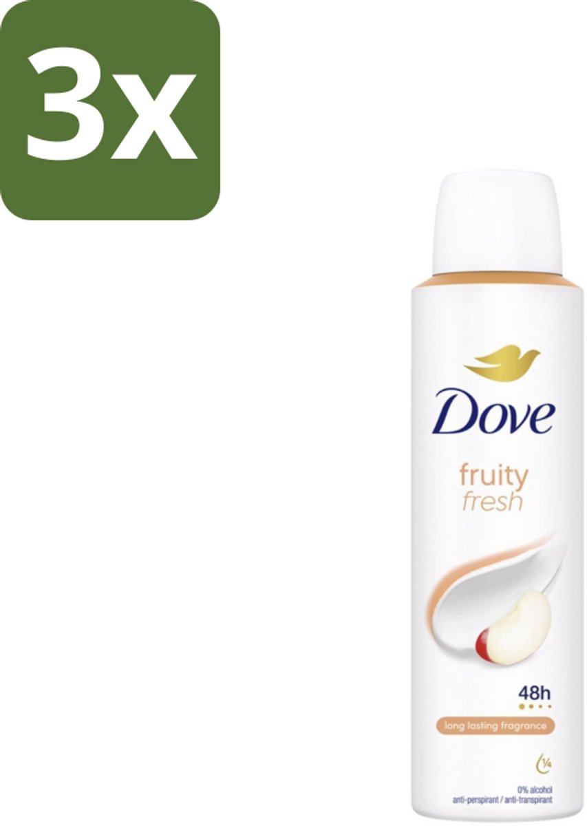 3 x Dove – Deodorant Spray – Fruity Fresh – 150 ml - Deodorant Spray - Fris - Fruitige Geur - Okselhuid Verzorging - Transpiratiegeur