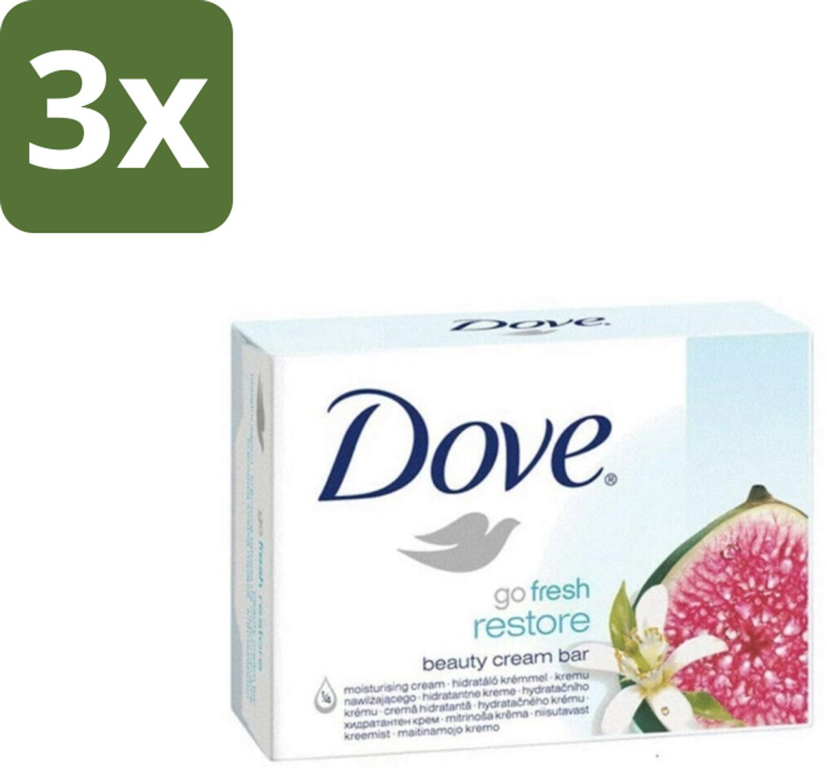 3 x Dove – Zeep – Go Fresh Restore – 4 x 90 g - Zeep - Handen Reinigen - Lichaam Reinigen - Frisse Geur - Mild Reinigen