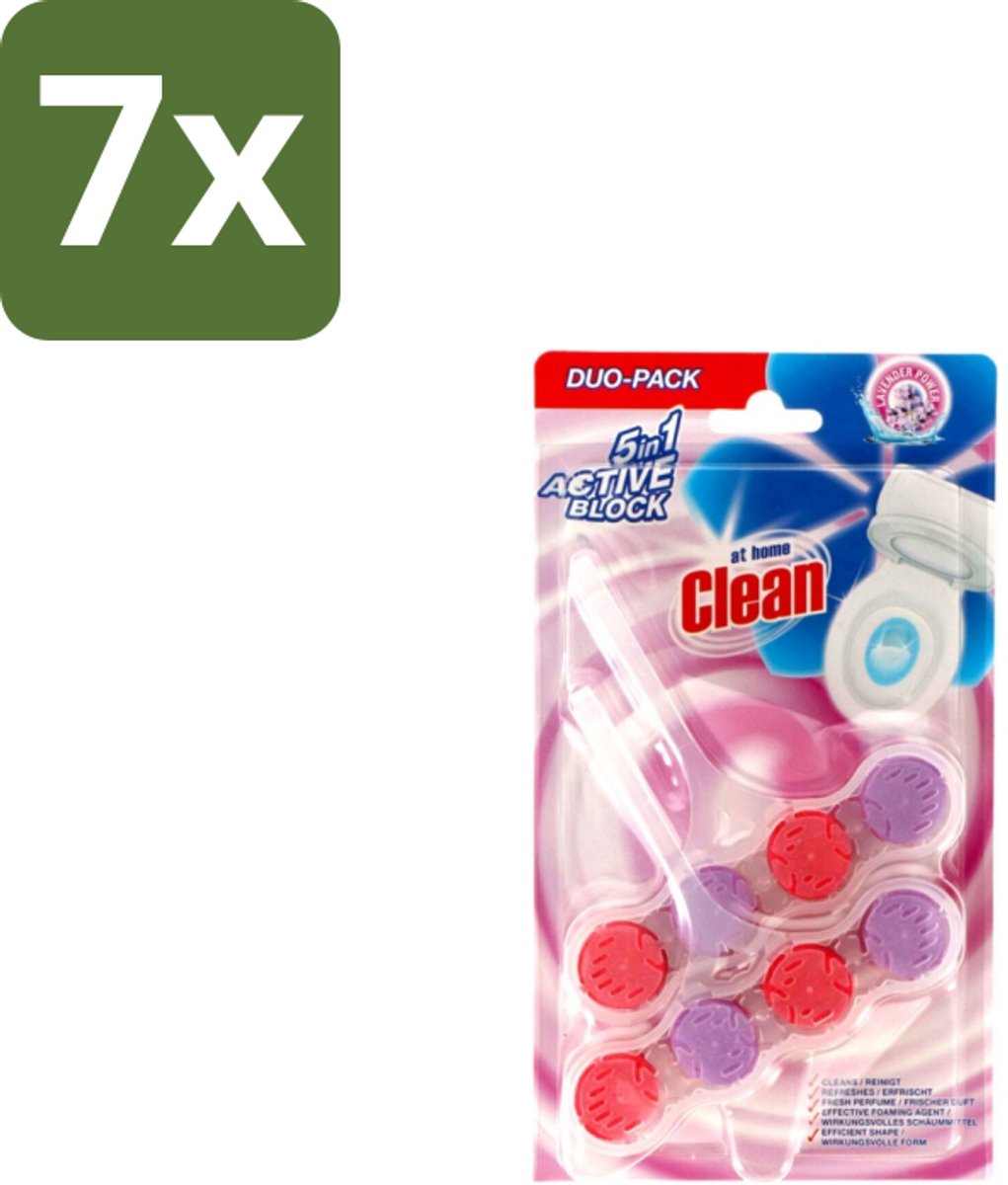 7 x At Home – Toiletblok – Lavendel – 2-delig - Toiletblok Lavendel - Reiniging Toilet - Schuimend Toilet - Kalkaanslag Toilet - Vuil Toilet