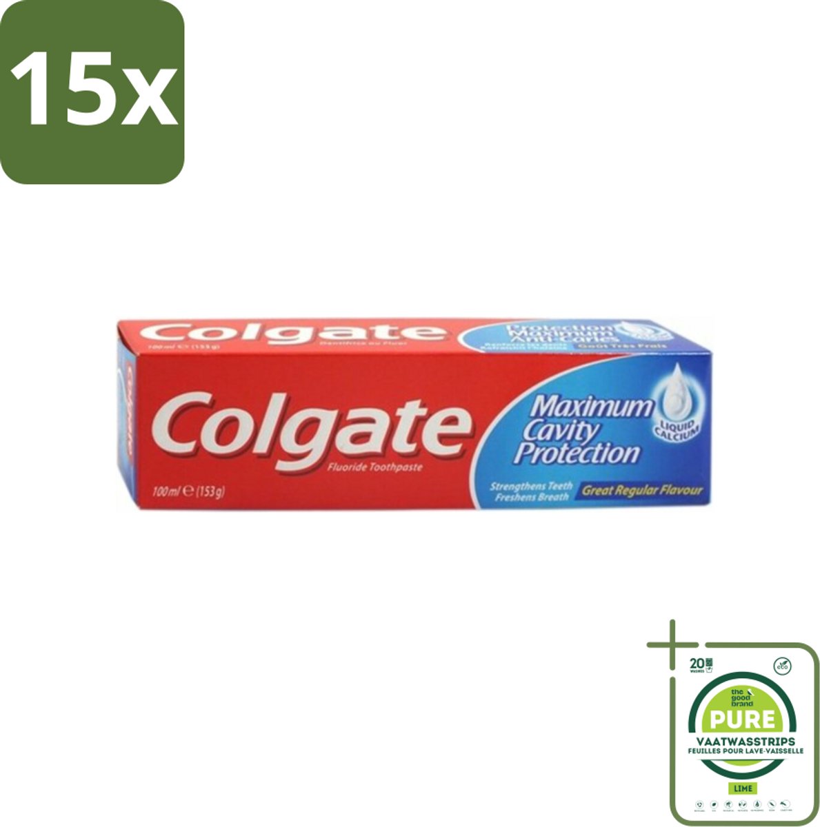15 x Colgate Tandpasta Maximum Cavity Protection 100 ml - Grootverpakking - Tandpasta - Gaatjesbescherming - Witte Tanden - Vlekverwijdering - Fluoridetandpasta