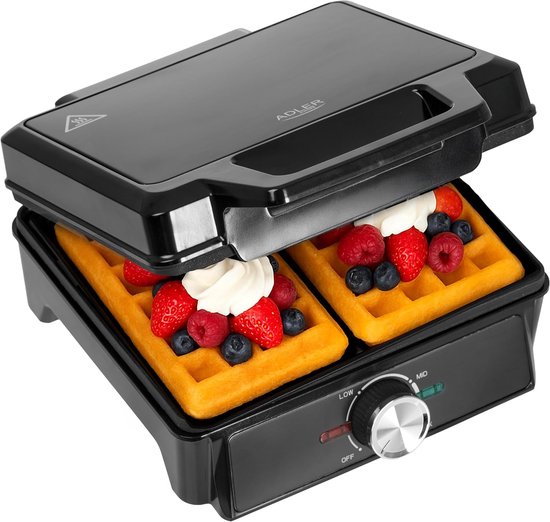 Dubbel Wafelijzer - Belgisch Apparaat - Wafels Bakken - Regelbare Temperatuur - 2000 Watt - Zwart — afbeelding 4