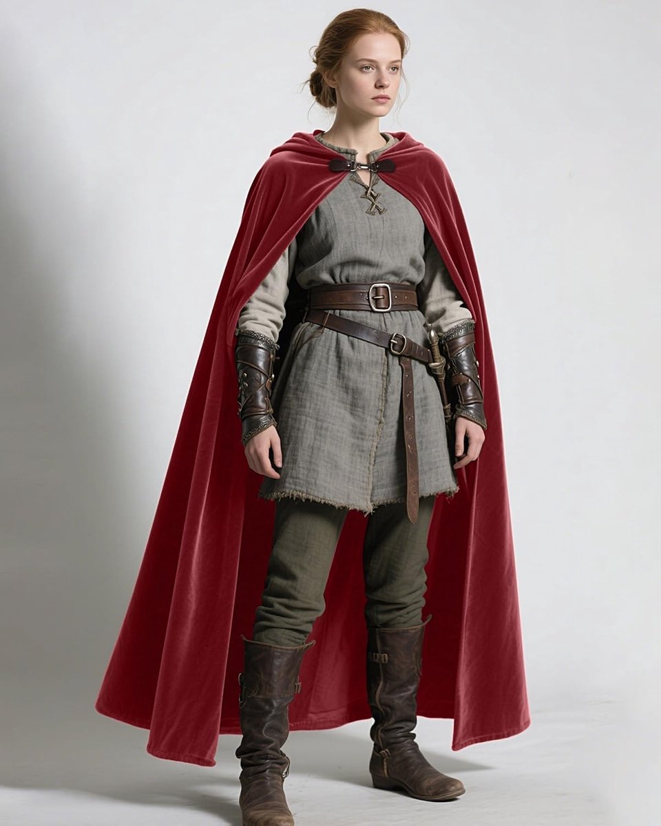 Medieval Cape met Kap voor Halloween Cosplay voor Dames en Heren - Rood, Middeleeuws Kostuum, Verkleedkleding, Renaissance Outfit