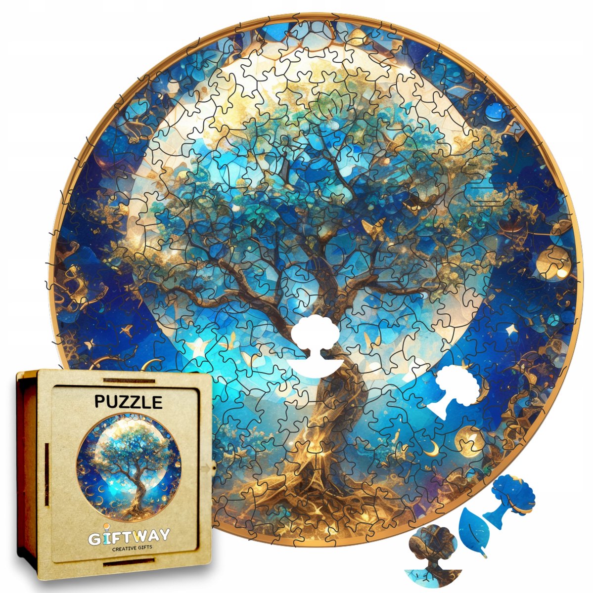 Houten Puzzel Maanboom 215 Stukjes - Unieke Vormen, Decoratief