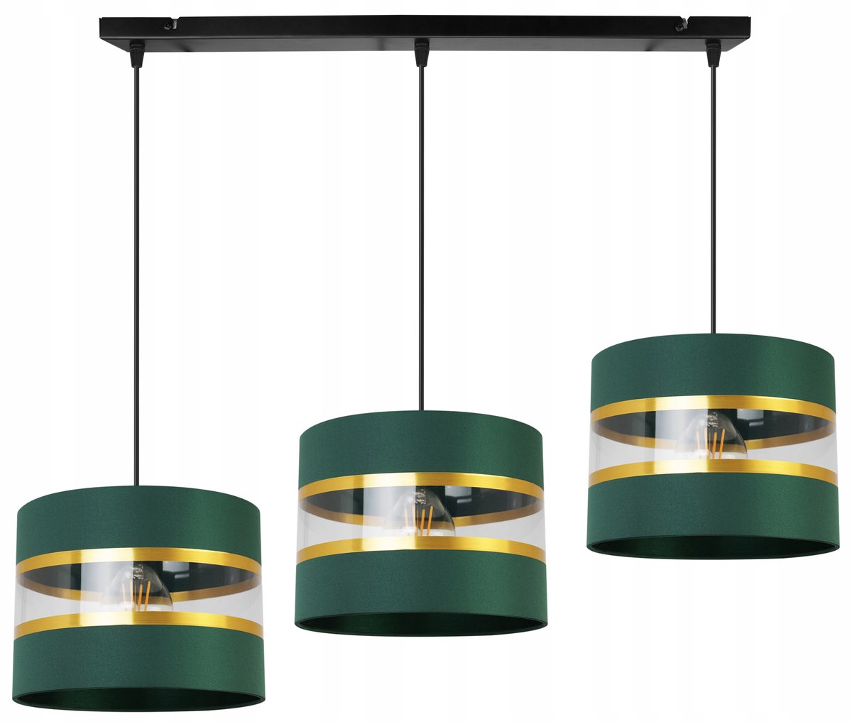 Luxe hanglamp met 3 gouden strepen en witte kap, verstelbaar
