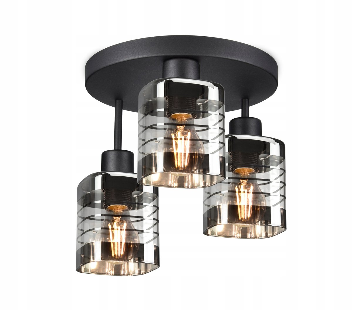 Moderne Hanglamp Zwart Metaal Glas E27 3-lichts