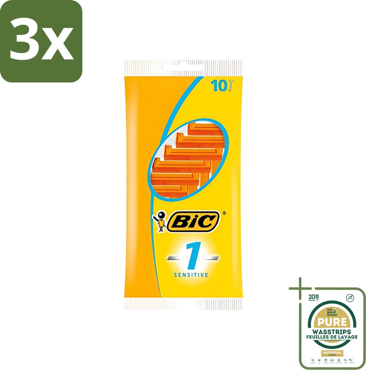 3 x Bic - Scheermesjes - Sensitive - Enkel Mesje - Wegwerpmesjes - 10 Scheermesjes - Grootverpakking - Scheermesje - Wegwerpscheermesje - Gevoelige Huid - Enkel Mesje - Roestvrij Staal