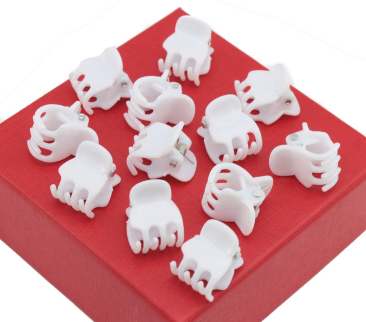 Witte haarclips 12 stuks - 1,3 cm
