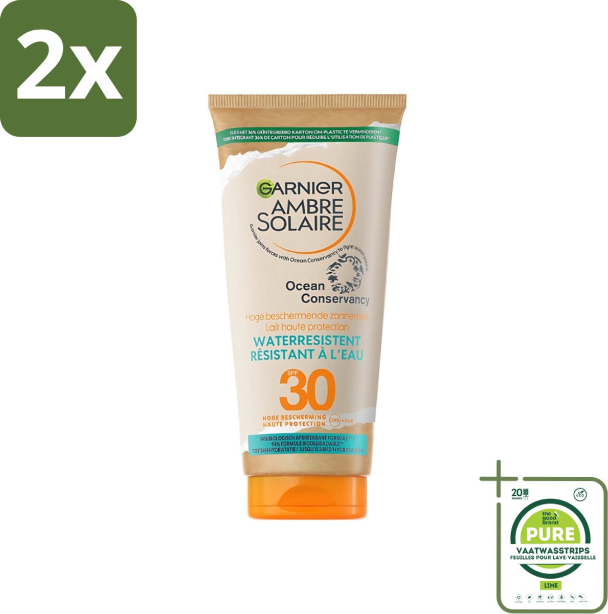 Garnier - Ambre Solaire - Waterresistente Beschermende Zonnebrandmelk - SPF 30 - 175 ml - Voordeelverpakking - 2 stuks - Zonbescherming - Zonnebrandmelk