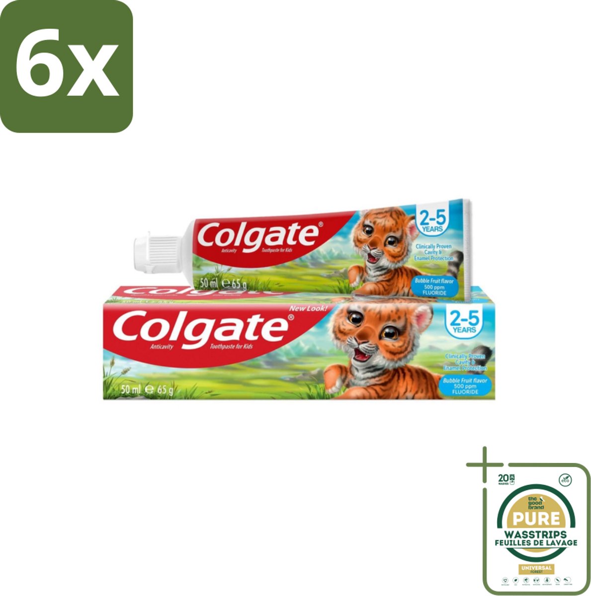 Colgate - Bubble Fruit - Kindertandpasta - Voor 2 tot 5 jaar oud - 50ml - Voordeelverpakking - 6 stuks - Melktanden beschermen - Tandpasta voor jonge kinderen