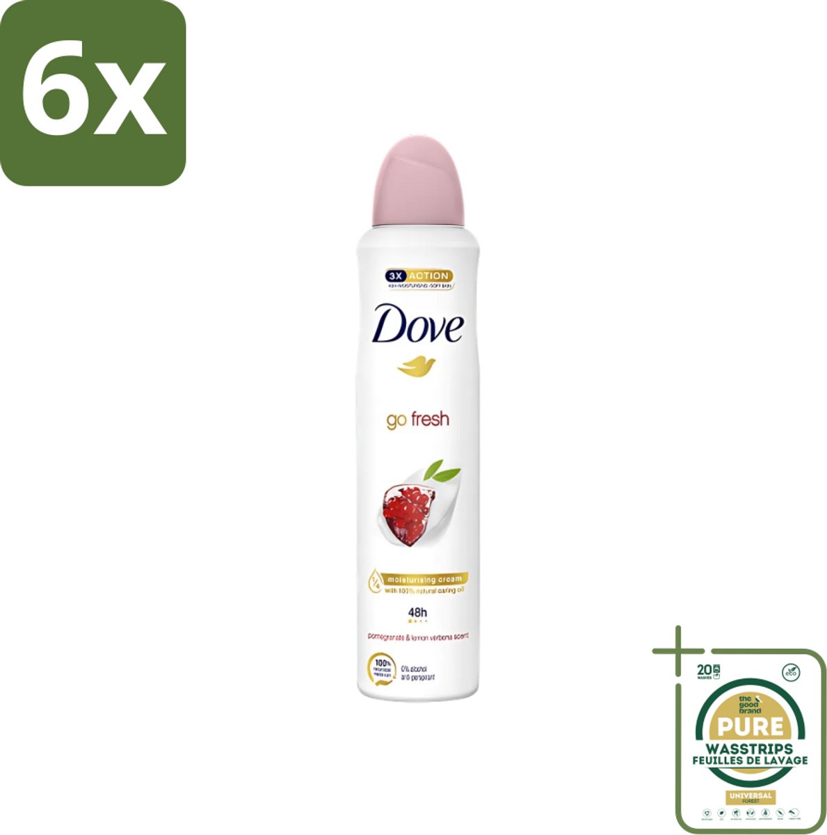 Dove - Deodorant - Spray Go Fresh - Granaatappel - Fruitige geur - 250 ml - Voordeelverpakking - 6 stuks - Fruitige Geur - Anti-Transpirant