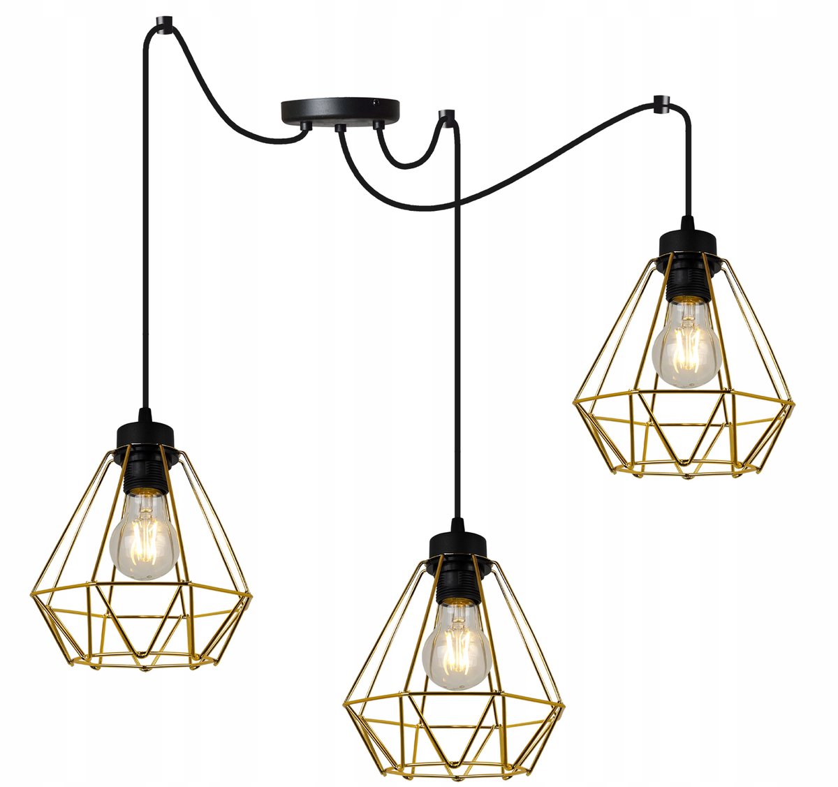 Gouden Hanglamp Loft Glamour Spider 3 lichtpunten