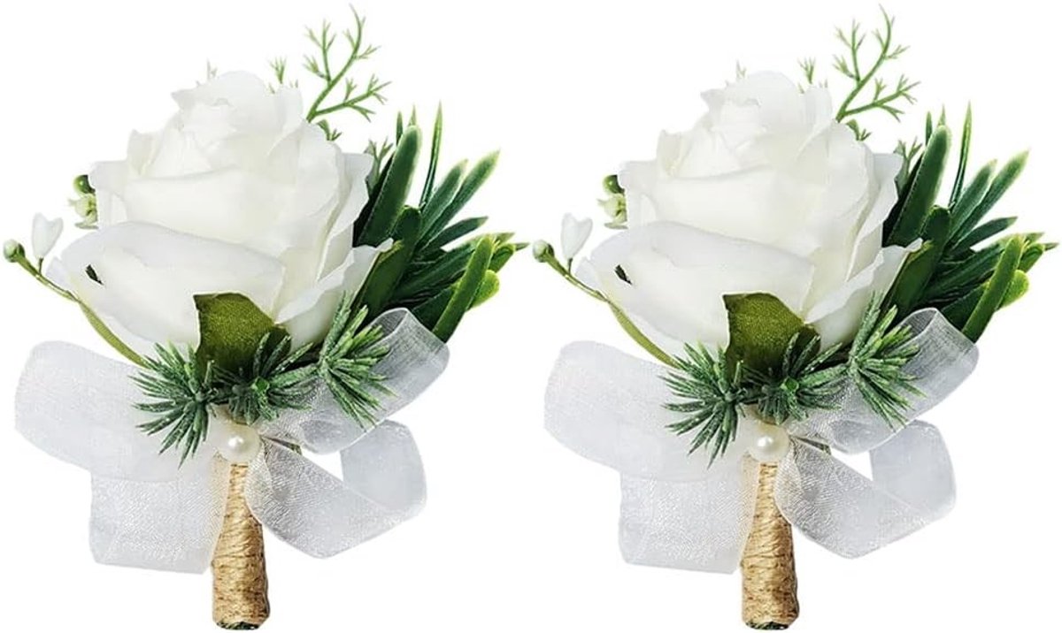 2 Stuks Rozen Corsage voor Bruidegom, Kunstmatige Boutonnières voor Trouwen, Elegante Corsages voor Bruiloft Outfits
