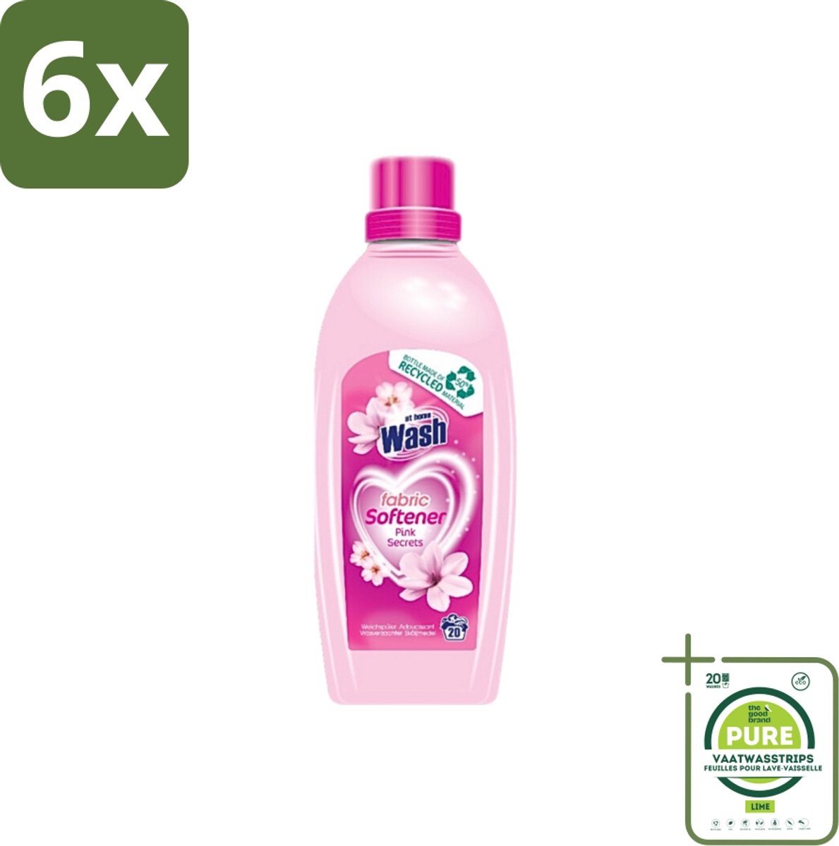 At Home - Wash - Wasverzachter - Pink Secrets - 20 Wasbeurten - Voordeelverpakking - 6 stuks - Wasverzachter - Wasverzachter pink secrets