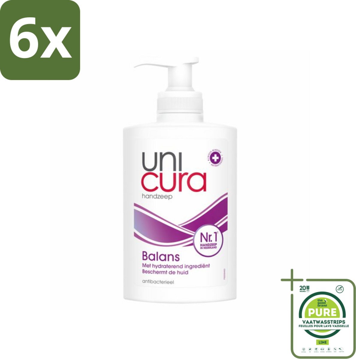 Unicura - Vloeibare Handzeep - Anti Bacterieel - Balans - 250 ml - Voordeelverpakking - 6 stuks - Antibacteriële handzeep - Handzeep met antibacteriële werking