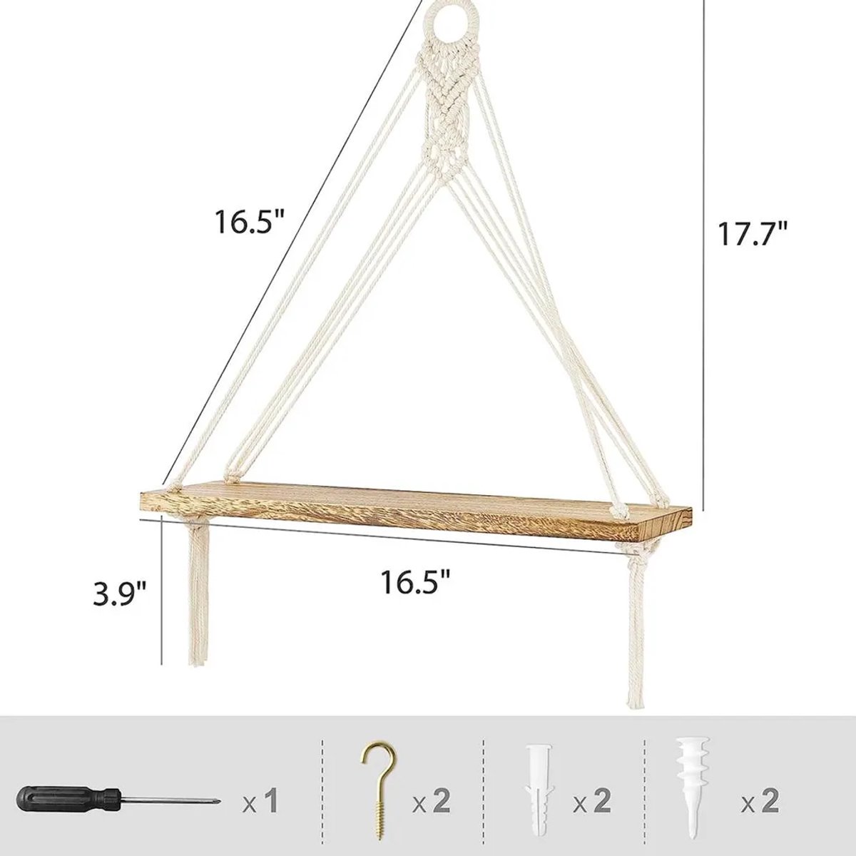 [Tweedelige set] Wit houten opbergrek Geschikt voor katoenen touwrand